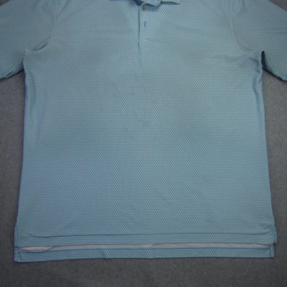 Peter Millar Polo Shirt Mens XL Blue Geometric Golf‎ Summer Comfort Short Sleeve